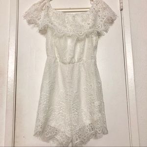 Lace off the shoulder romper